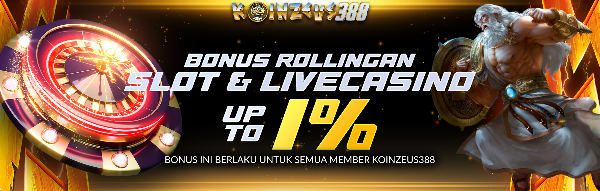 BONUS ROLLINGAN SLOT & CASINO 1%